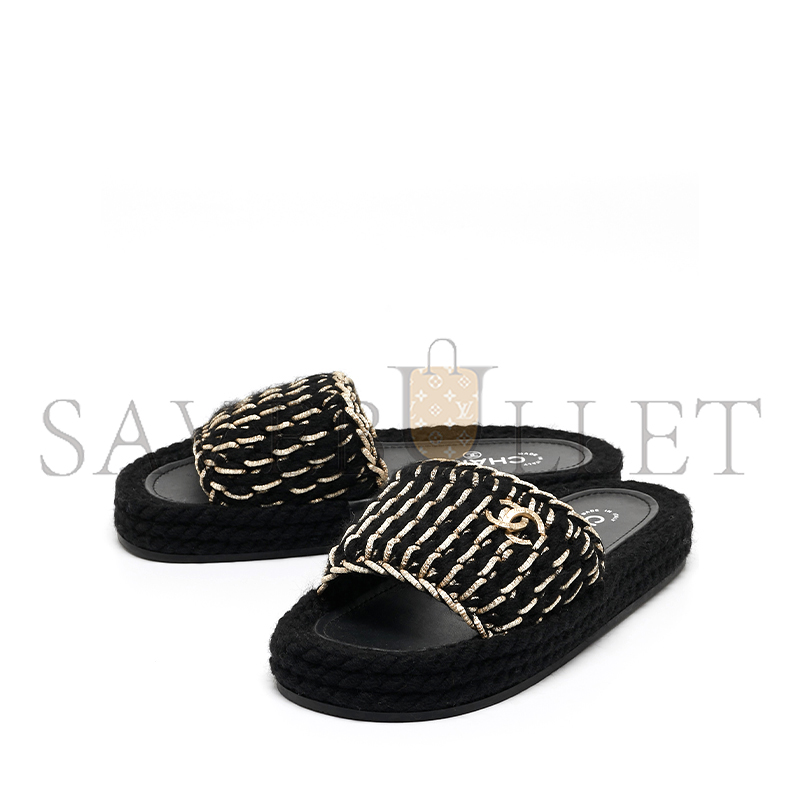 CHANEL NEW WOVEN SLIPPERS FOR WOMEN LAMBSKIN LEATHER G38189 X56418 94305